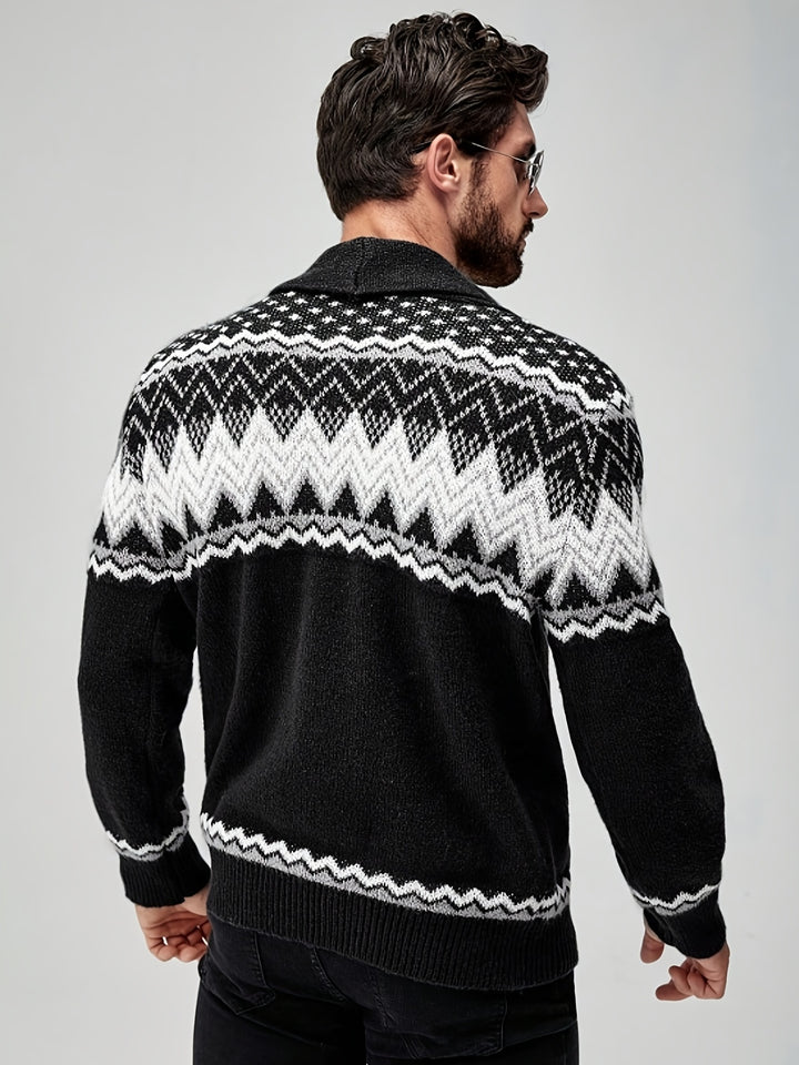 Silas | Nordic-Pattern Shawl Cardigan