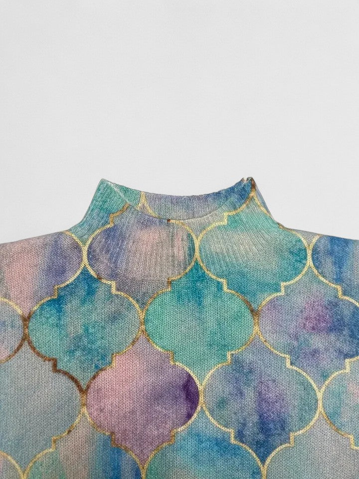 Aurora | Mosaic-Print Turtleneck Sweater