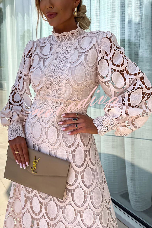 Vera | Elegant High-Neck Midi Dress