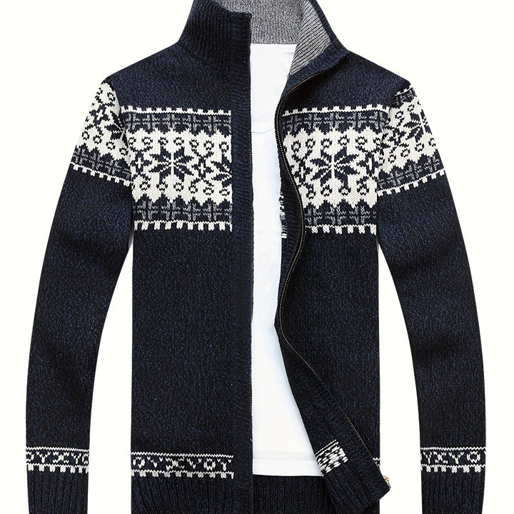 Gregory | Snowflake-Knit Zip Cardigan