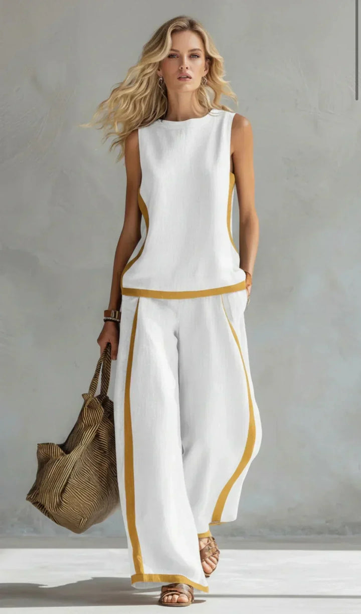 Elena | Contrast-Trim Two-Piece Set