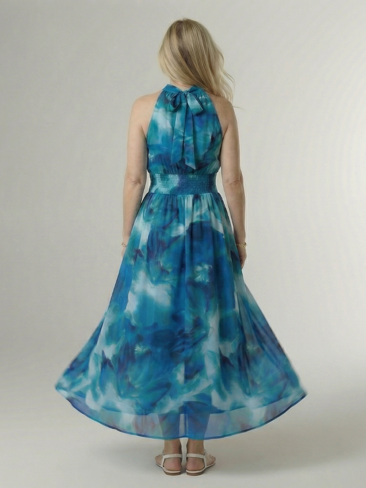 Marlene | Gathered Halter Midi Dress