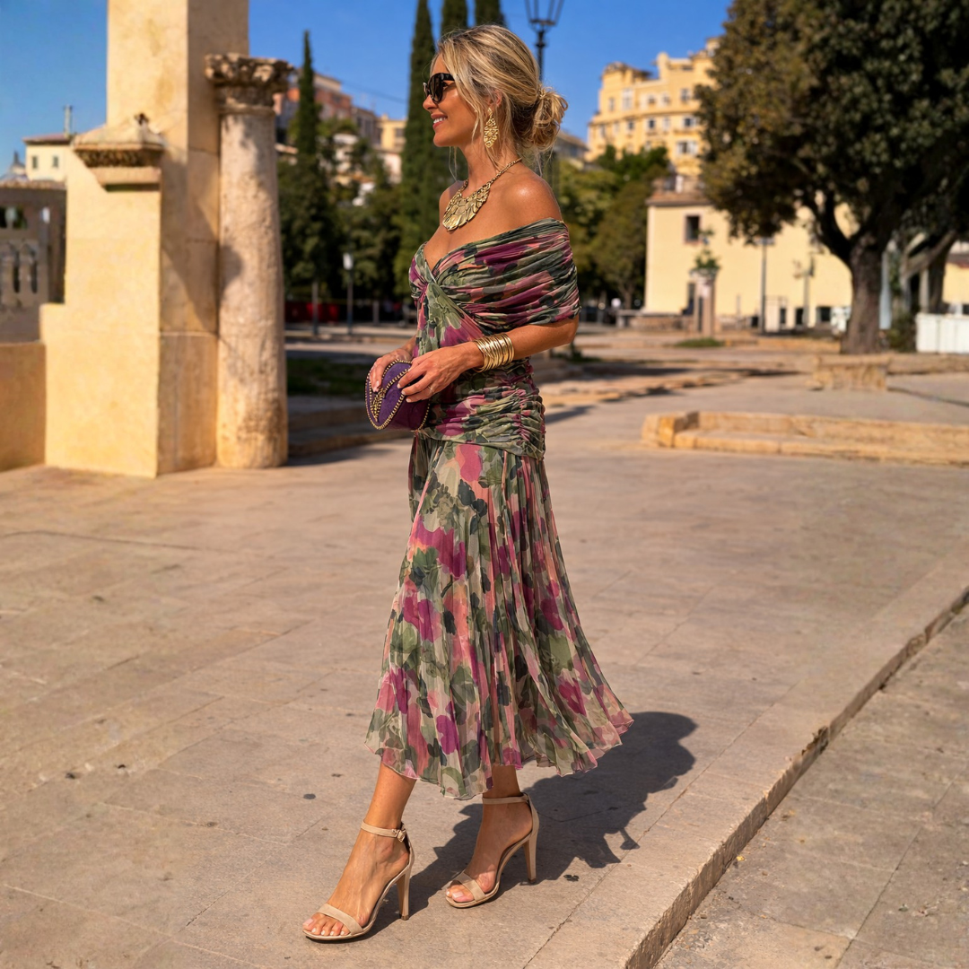 Annette | Draped V-Neck Maxi Dress