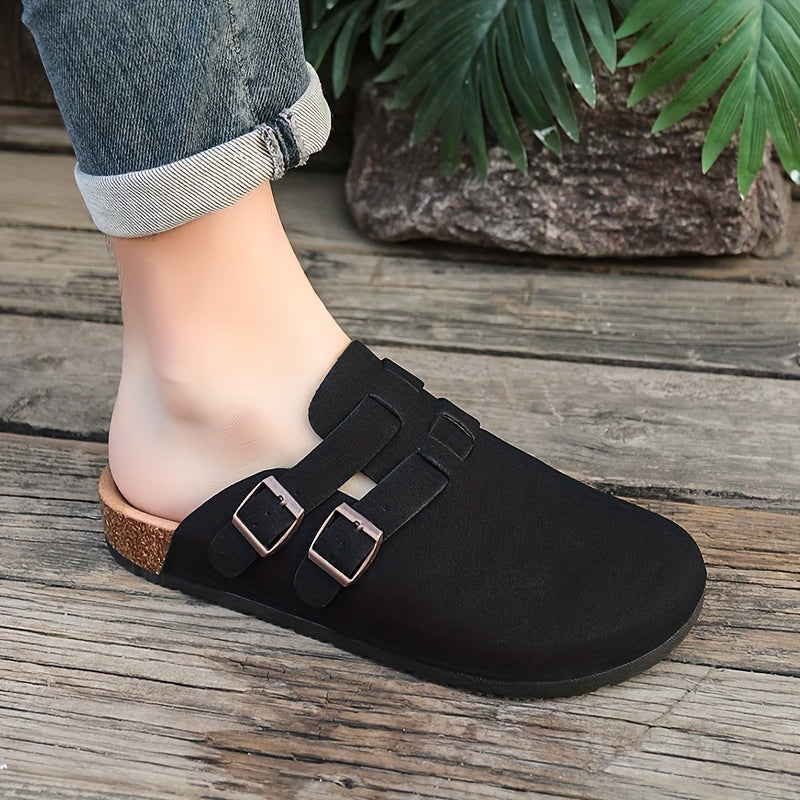 Oskar | Men's Double-Buckle Suede Clog Mule