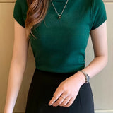 Marguerite | Refined Mock-Neck Short Sleeve Top