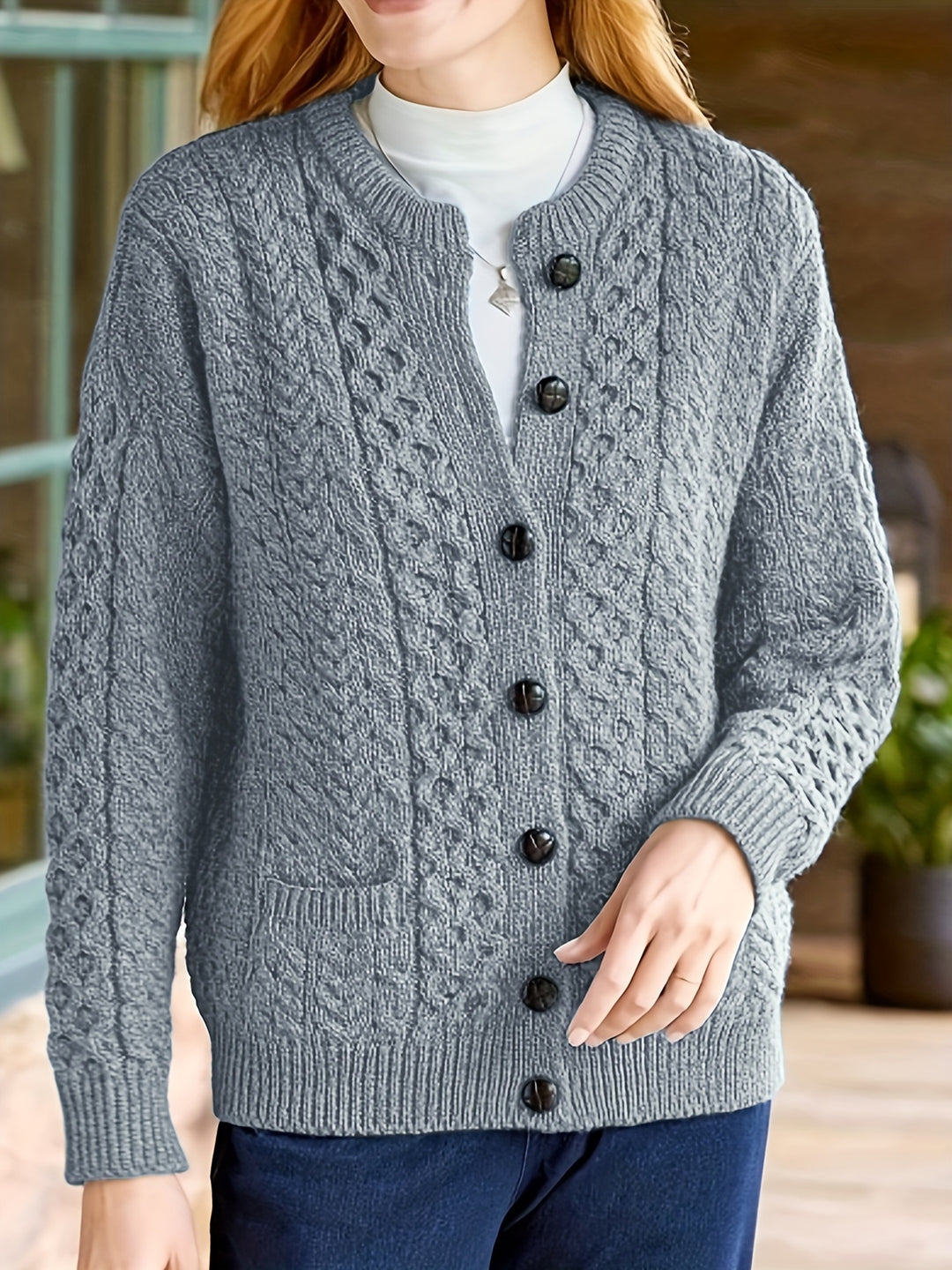 Delphine | Cable-Knit Button Cardigan