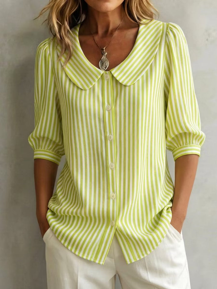Lydia | Vintage-Inspired Striped Collared Blouse