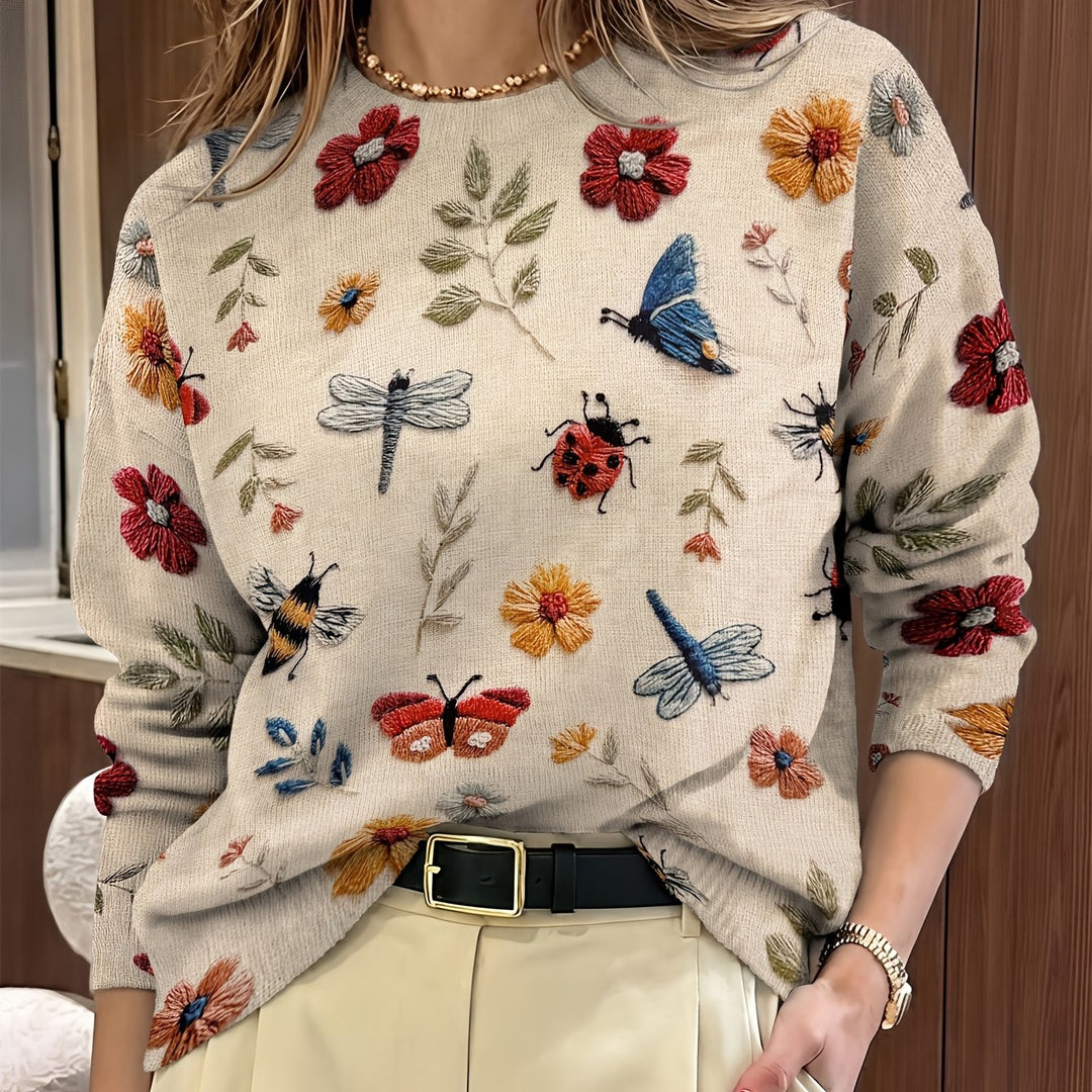 Coraline | Botanical Embroidered Sweater