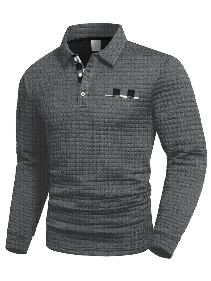 Hollis | Textured Long-Sleeve Polo Shirt