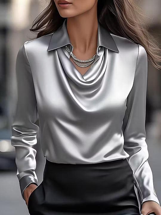 Wilhelmina | Draped-Neck Elegant Blouse