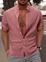 Louis | Men's Textured Stand Collar Short Sleeve Shirt