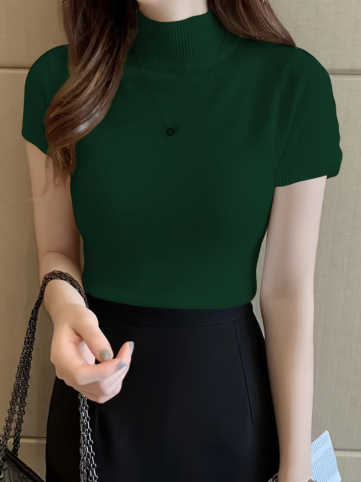 Josephine | Refined Mock-Neck Short-Sleeve Top