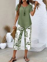 Camille | Women's Two-Piece Botanical Print Top & Trouser Set