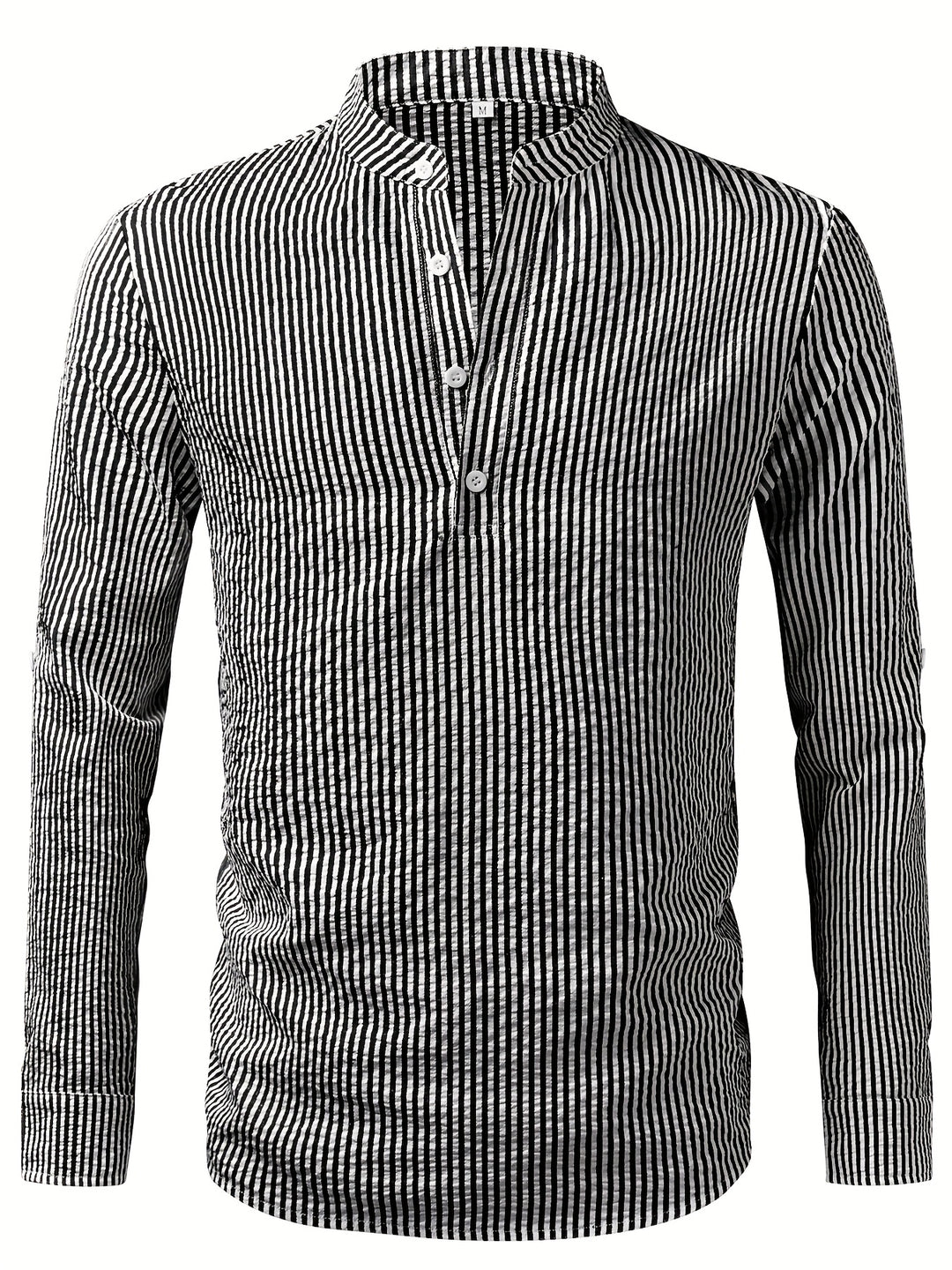 Rowan | Men's Band Collar Long Sleeve Stripe Shirt