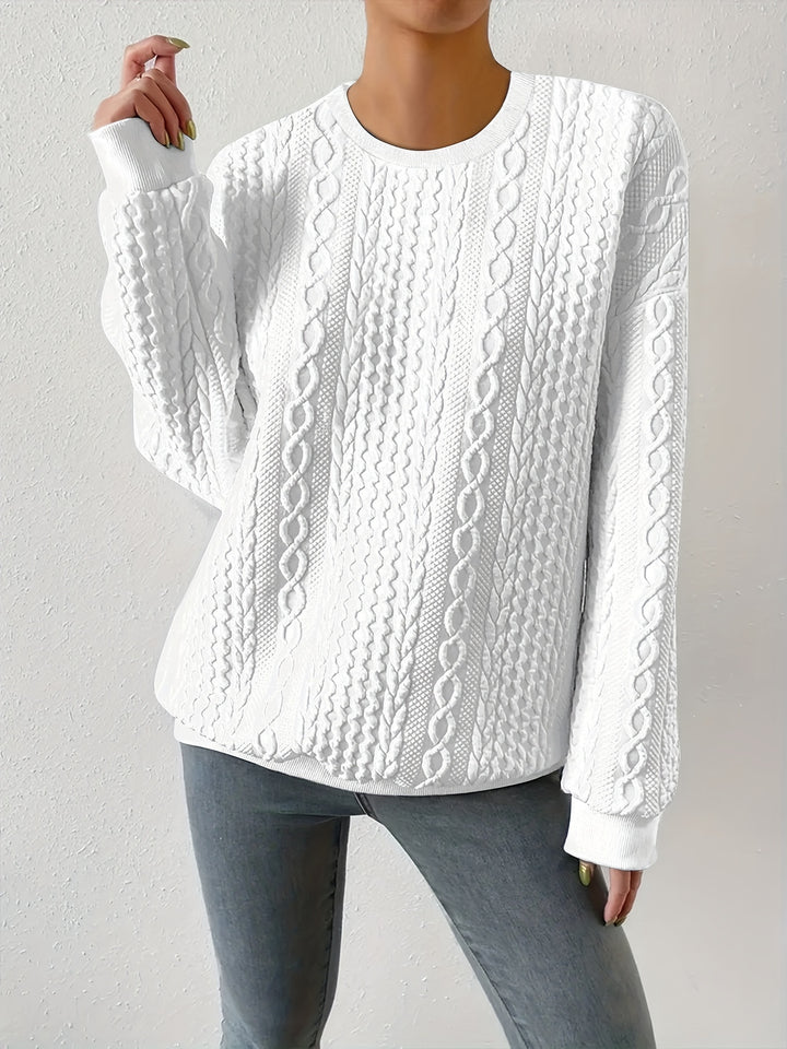 Lila | Cable-Textured Crewneck Sweatshirt