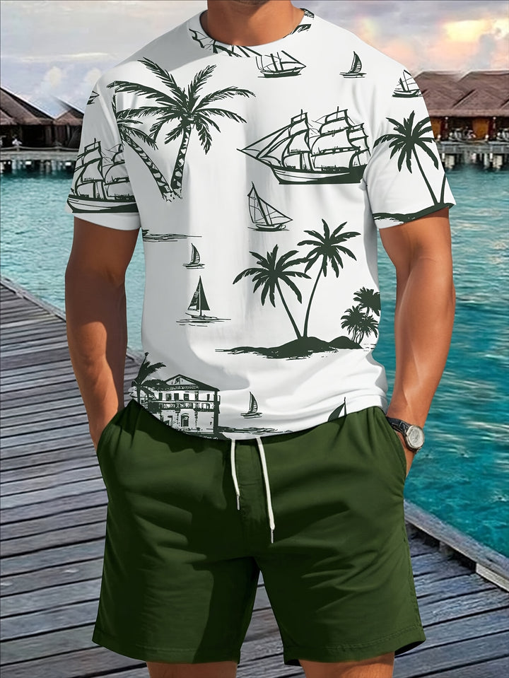 Miller | Men's Palm Print Shirt & Shorts Set