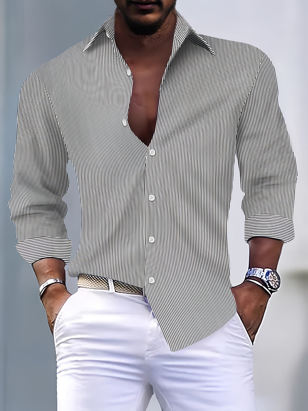 Colton | Men's Striped Long Sleeve Shirt