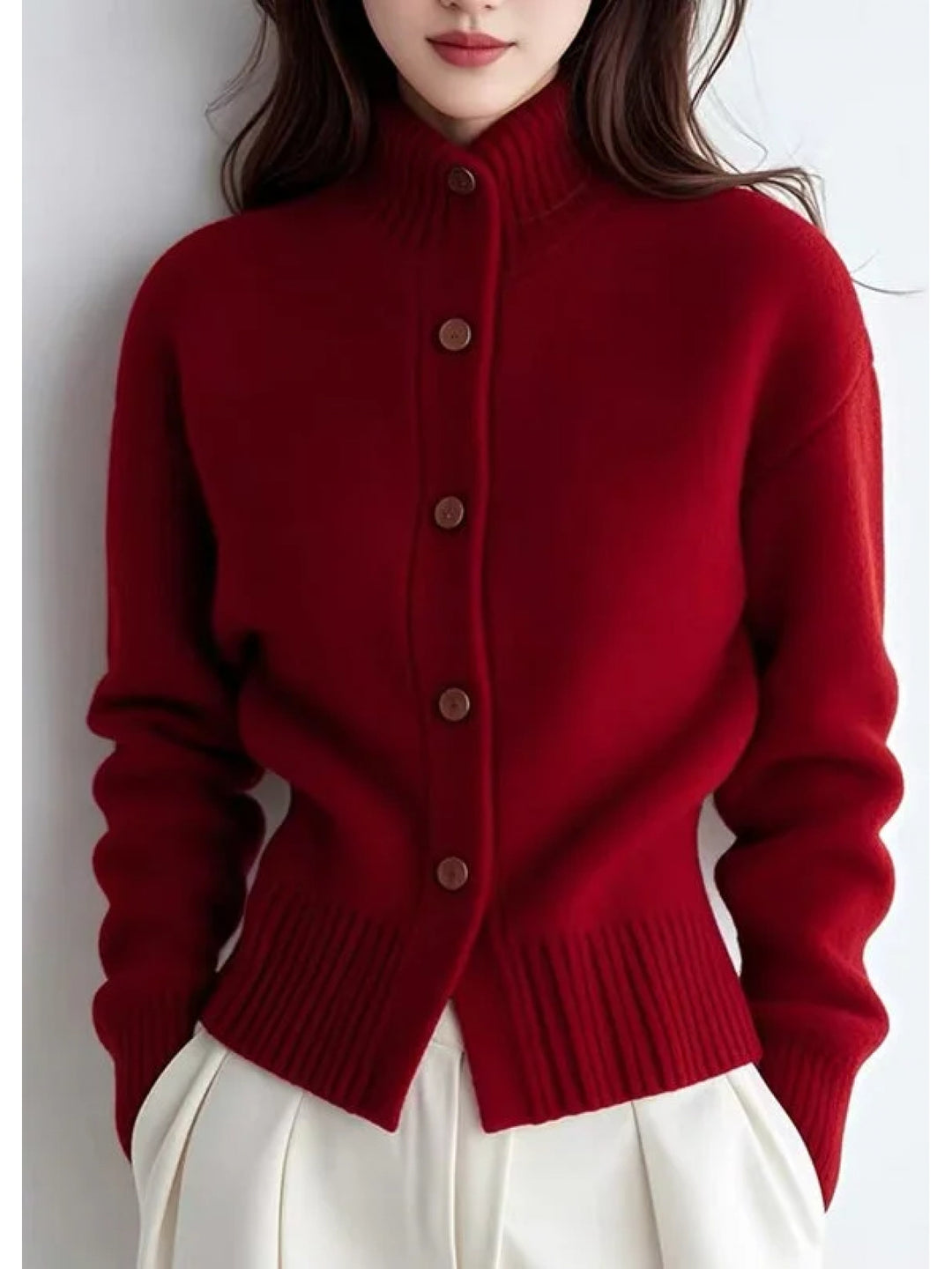 Sabine | Button-Front Mock Neck Cardigan