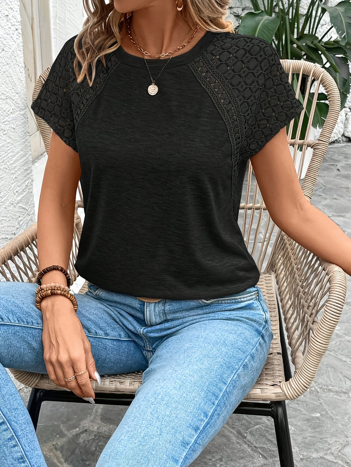 Marlena | Lace-Sleeve Round Neck Top
