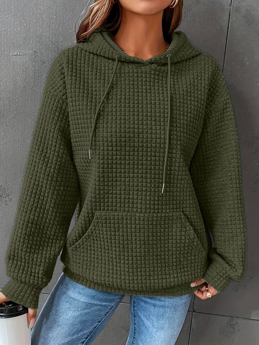 Marion | Textured Waffle-Knit Hoodie
