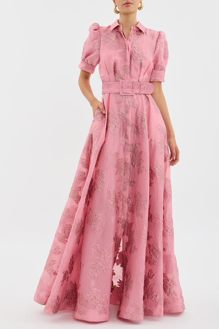 Ophelia | Belted Floral Maxi Gown