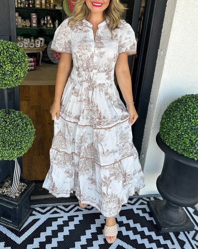 Winifred | Illustrated Tiered Maxi Dress