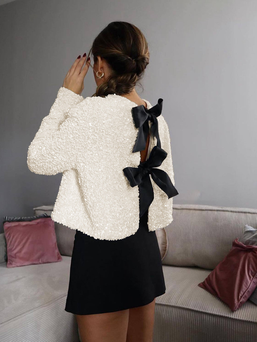 Gabrielle | Shimmering Bow-Detail Jacket