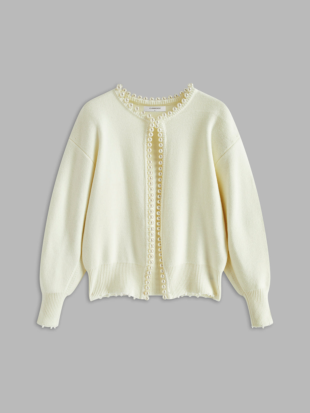 Emily | Pearl-Trimmed Open Cardigan