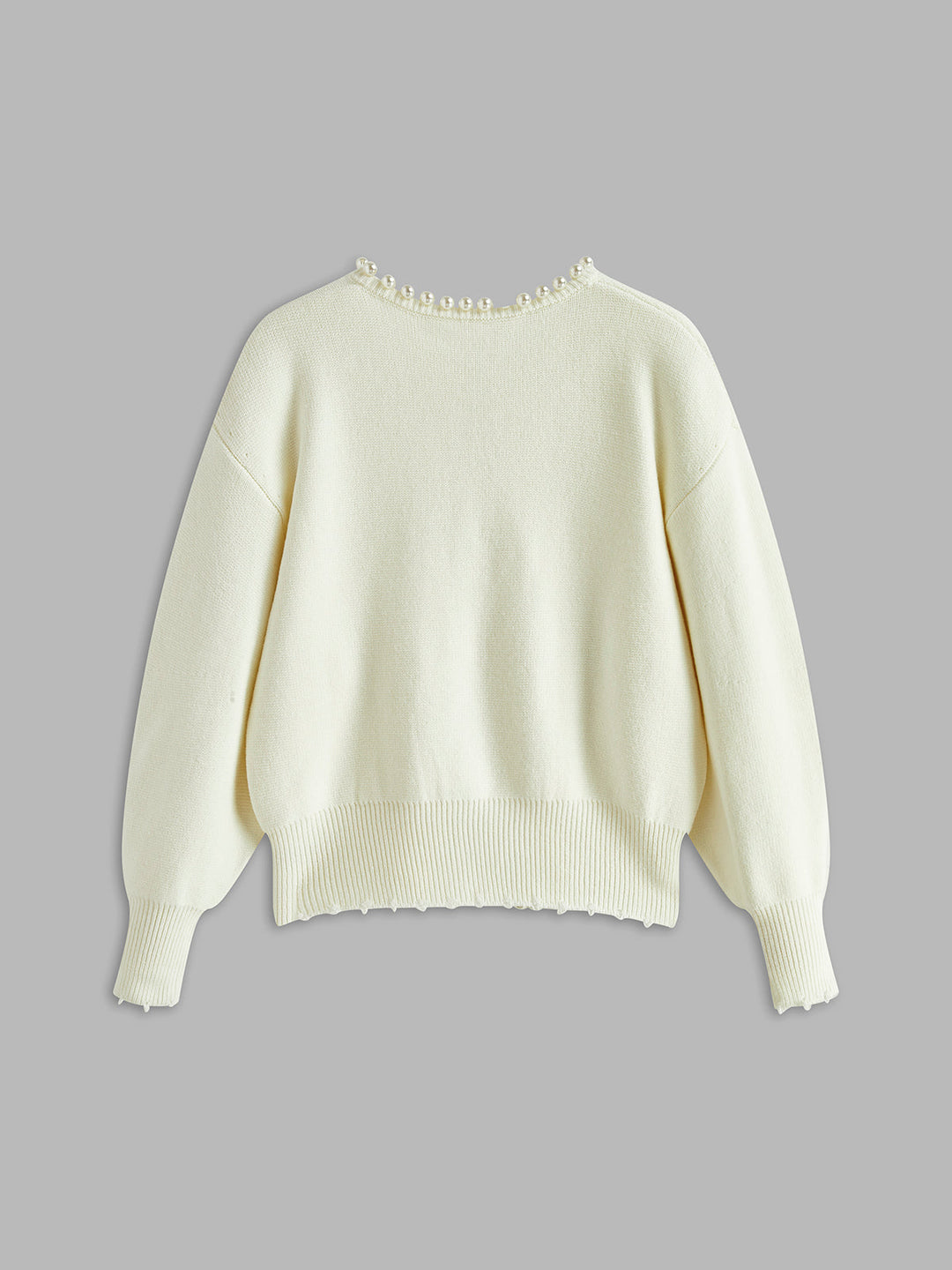 Emily | Pearl-Trimmed Open Cardigan