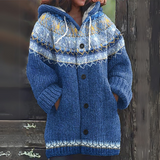 Brenna | Nordic-Pattern Hooded Cardigan