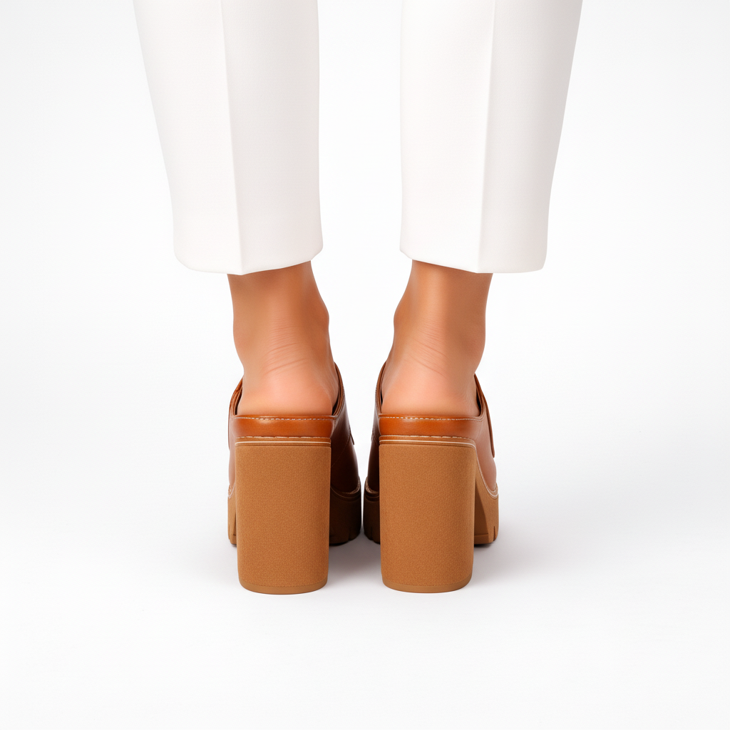 Hattie | Chunky Platform Heeled Mules