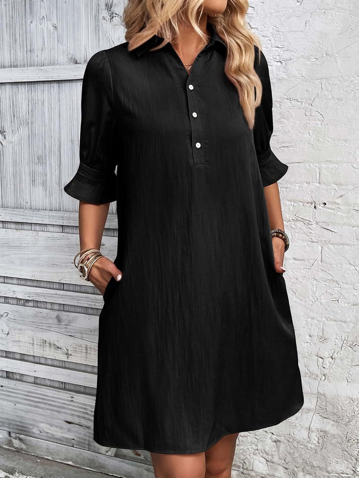 Rosalyn | Relaxed Ruffle-Sleeve Shirt Dress