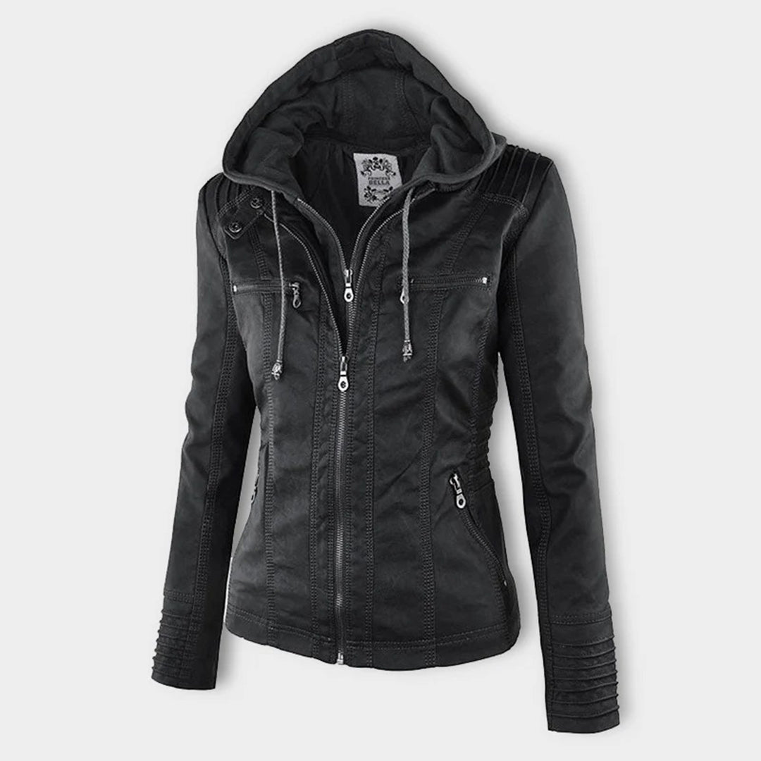 Louise | Hooded Zip-Up Biker Jacket