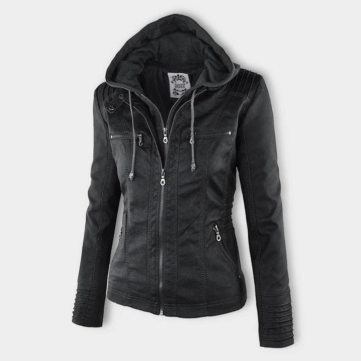Louise | Hooded Zip-Up Biker Jacket