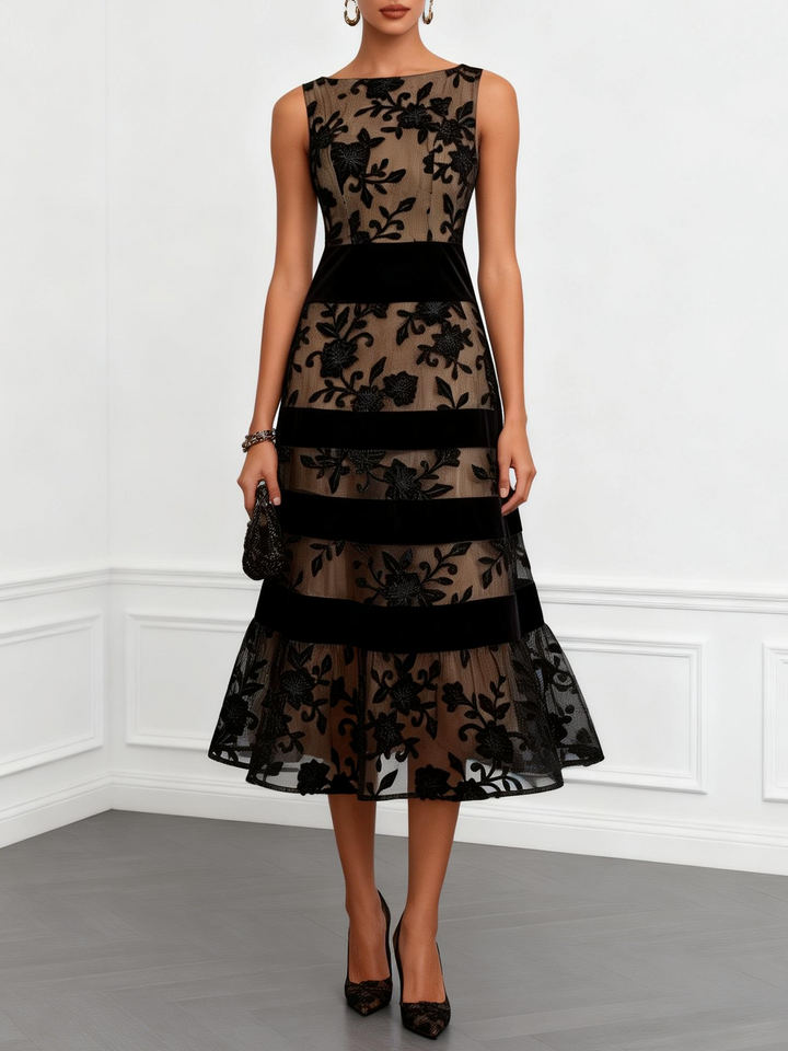 Rosemary | Tiered Floral A-Line Midi Dress