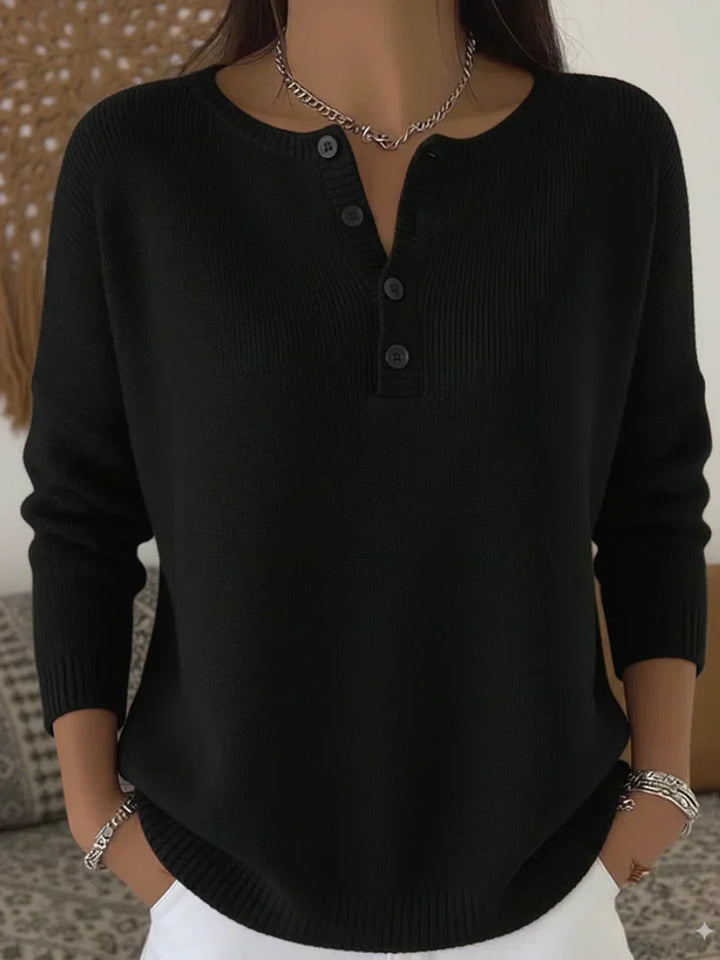 Fabienne | Button-Placket Knit Sweater