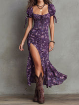 Sadie | Romantic Floral Puff-Sleeve Midi Dress