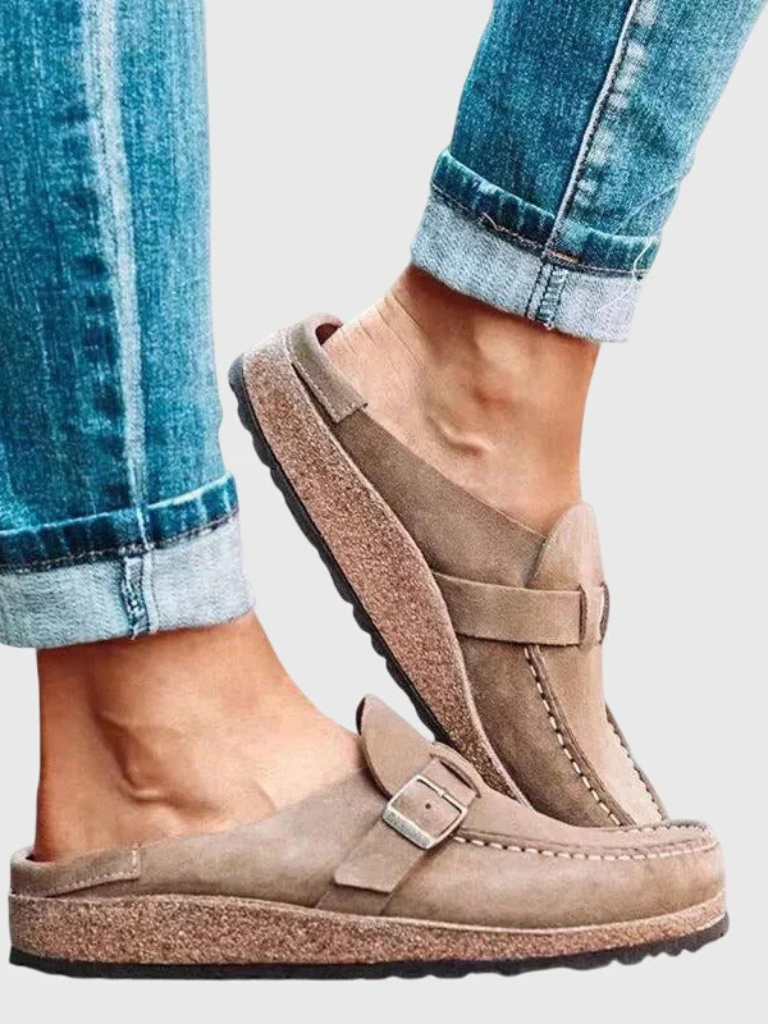 Sage | Women's Suede Buckle-Strap Cork Clog