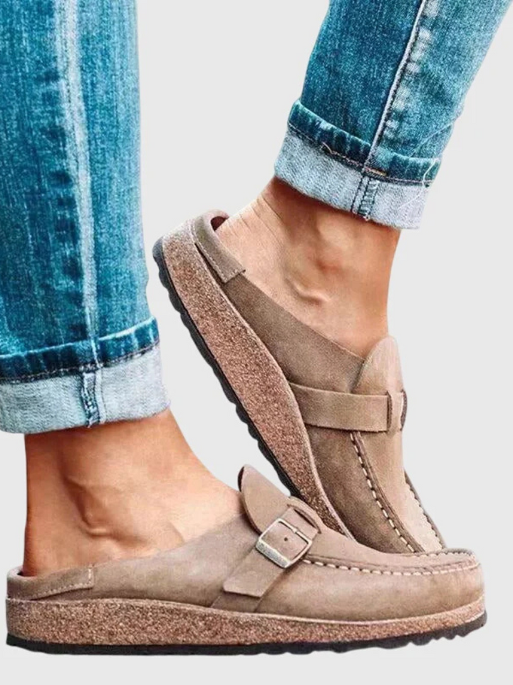Sage | Women's Suede Buckle-Strap Cork Clog