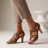 Serena | Women's Strappy Open-Toe Cork-Effect Heels