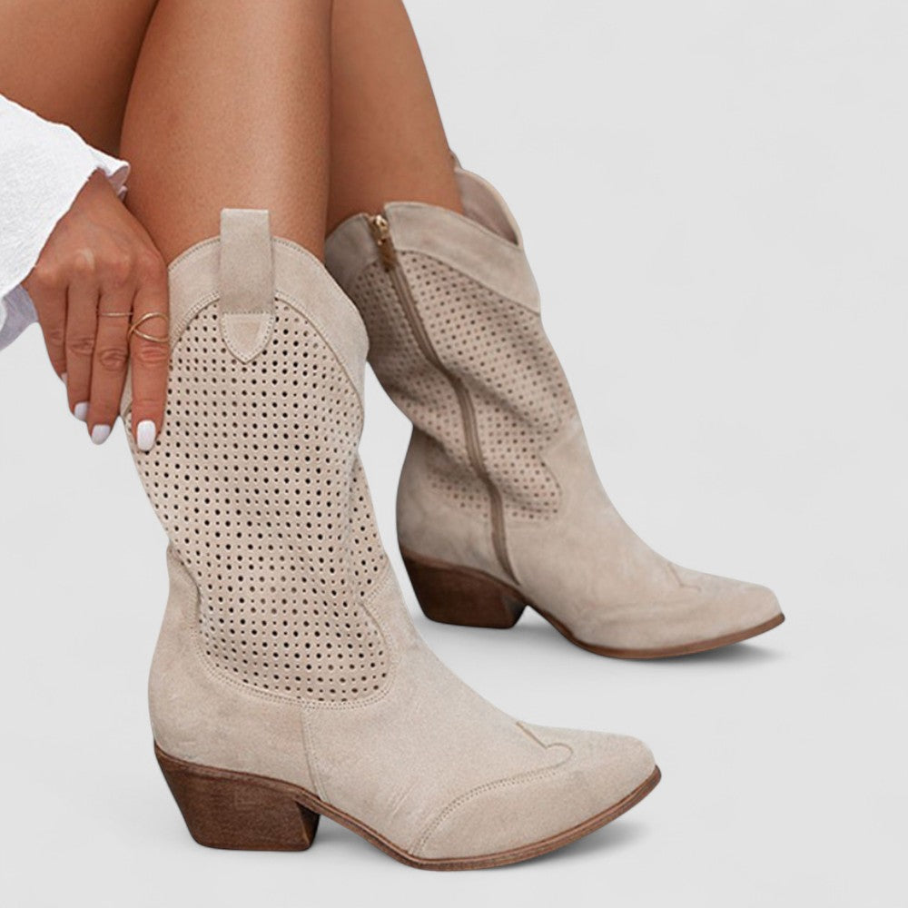 Elsa | Perforated Western Boots