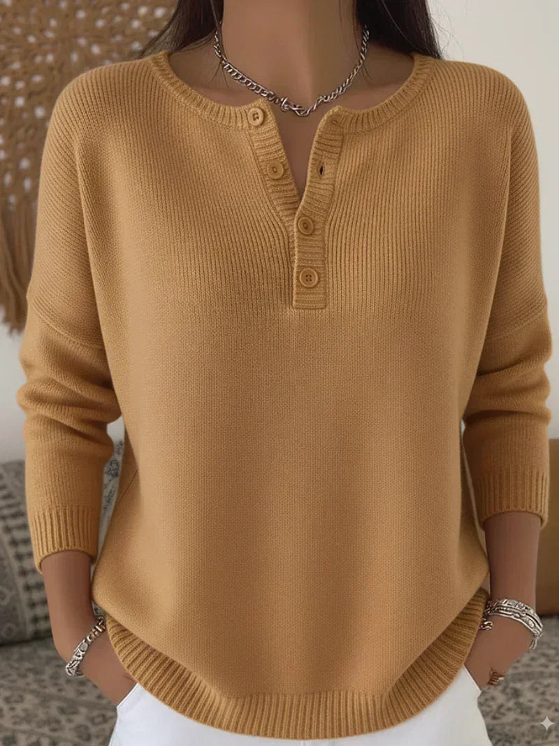 Fabienne | Button-Placket Knit Sweater