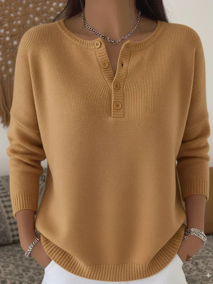 Fabienne | Button-Placket Knit Sweater