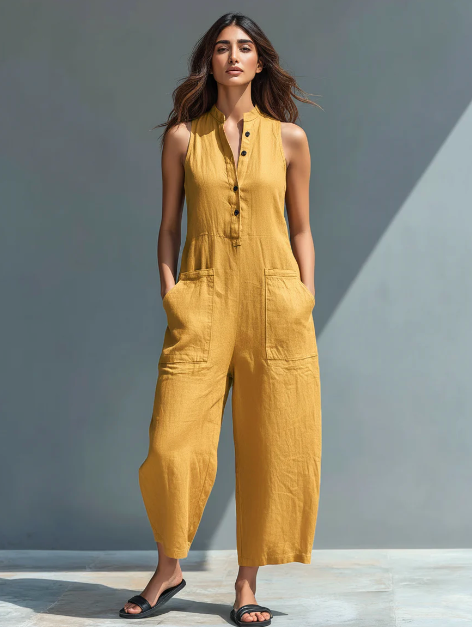Erica | Women's Linen Sleeveless Jumpsuit