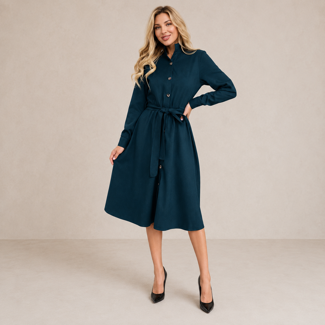 Gwyneth | Belted Button-Front Midi Dress