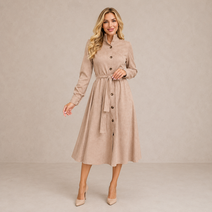 Grace | Belted Button-Front Midi Dress