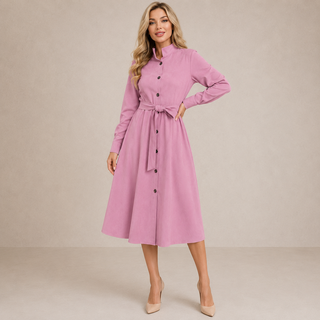 Gwyneth | Belted Button-Front Midi Dress