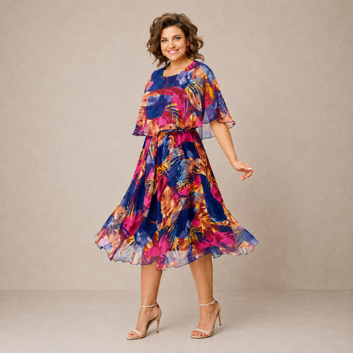 Camelia | Flowing Floral Midi Dress