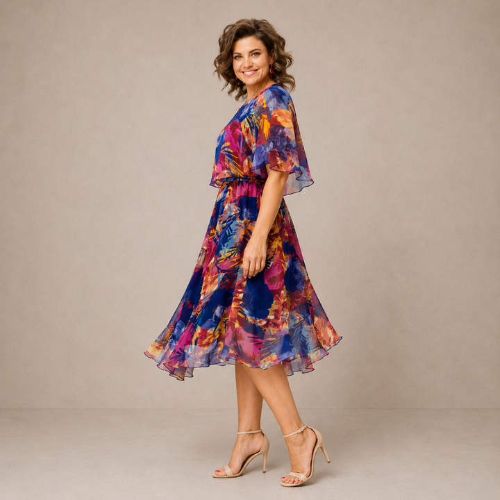 Camelia | Flowing Floral Midi Dress