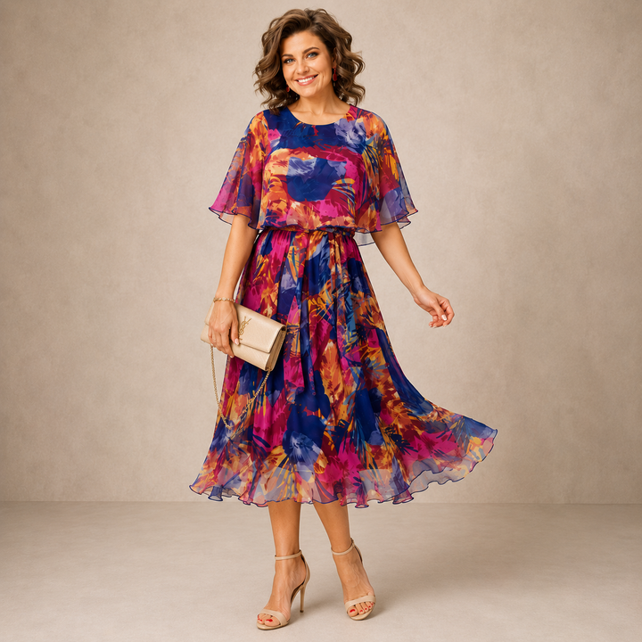 Camelia | Flowing Floral Midi Dress